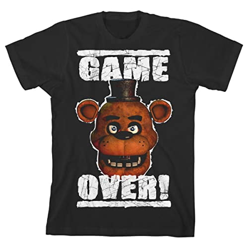 Five Nights at Freddy's Game Over Freddy Face Boy's Black T-shirt-S