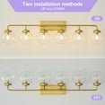 thumbnail image 5 of Deyidn 6-Light Gold Bathroom Vanity Light with Clear Globe Glass Shade Modern Bathroom Wall E12 Bulb, 5 of 10