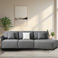 thumbnail image 2 of Youdao 3 Seater Leather Curved Sofa Couch, Modern Comfy Corner Sectional Sofa for Living Room, Gray Upholstered Tufted Sofa Couches with 3 Pillows for Bedroom, Apartment, Office Business Lounge, 2 of 13