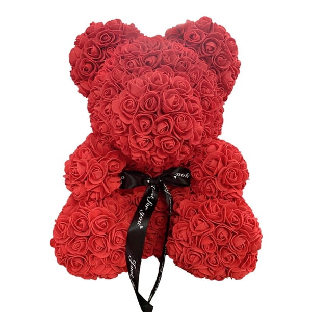 Oso de peluche rosa Artificial para mujer, decoración navideña para el hogar, regalos de San Valentín, 25cm/40cm, envío directo