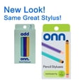 thumbnail image 3 of onn. Pencil Styluses, Compatible with Most Smartphones & Tablets, 3 Count, Yellow, Purple, Sky Blue, 3 of 6