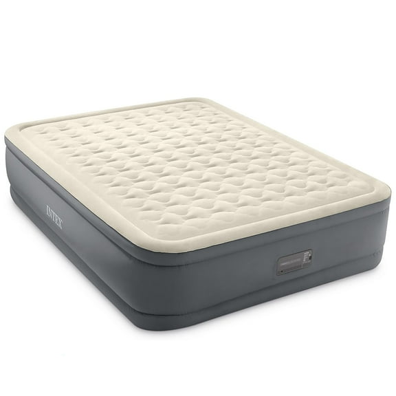 Intex: PremAire II Elevated Airbed - Queen - Gray, 18" Inflatable Air Mattress, Built-in Electric Pump, Firmness Control Button, 600lb Cap, 64925ED