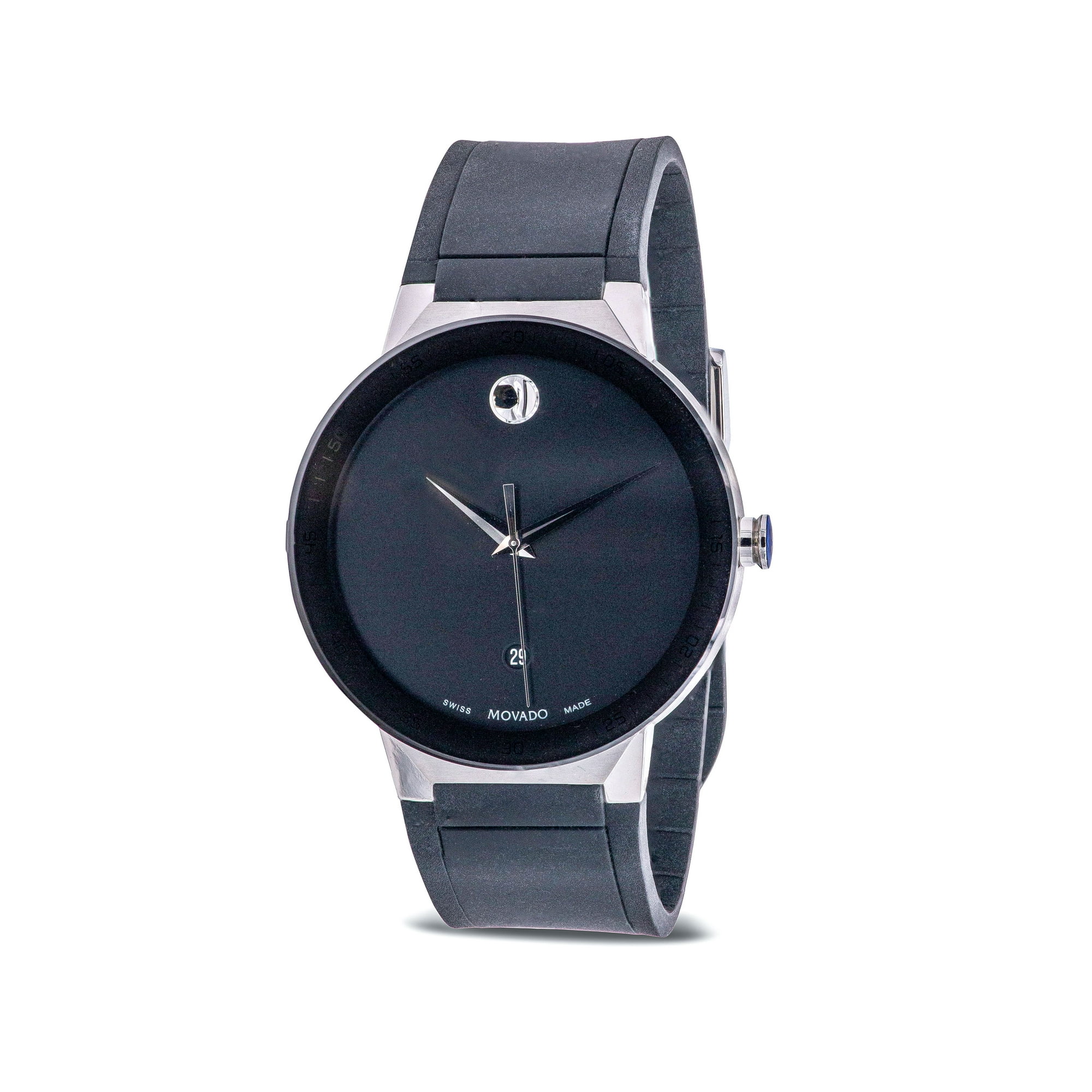 Movado Sapphire Rubber Mens Watch 0607406 Black
