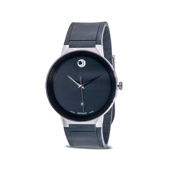 Movado Sapphire Rubber Mens Watch 0607406