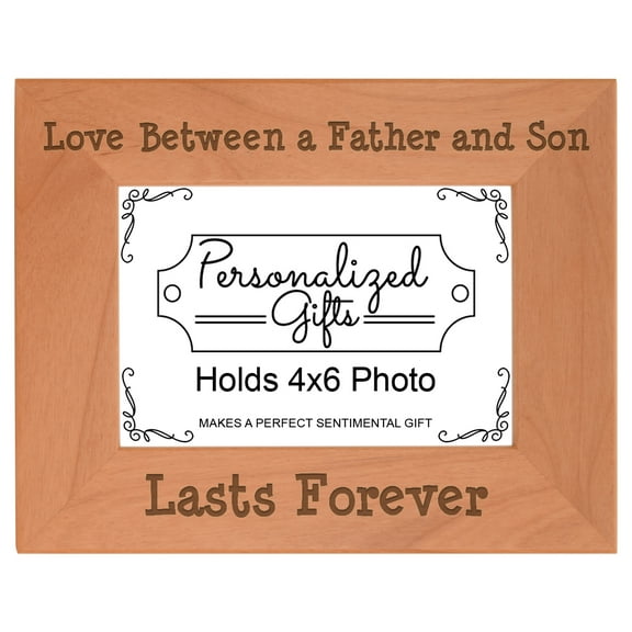 ThisWear New Dad Gifts Love Between a Father and Son Lasts Forever Fathers Day Gifts for Dad Wood Laser 4x6 Landscape Picture Frame