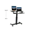 thumbnail image 1 of Rocelco 40" Height Adjustable Mobile Standing Desk - Sit Stand Home Office School Computer Workstation Riser - Dual Monitor Keyboard Tray Gas Spring Assist  (Black), 1 of 8