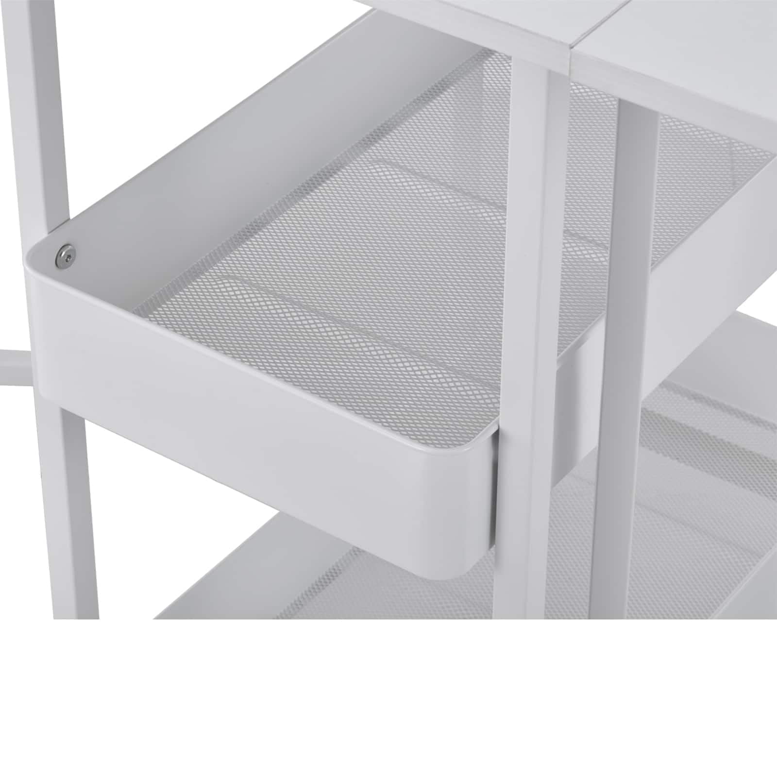 Kensington White Table Rolling Cart and Extendable Panels by Simply Tidy - Multi-Functional Storage Cart for Home - Office - and Kitchen - 1 Pack