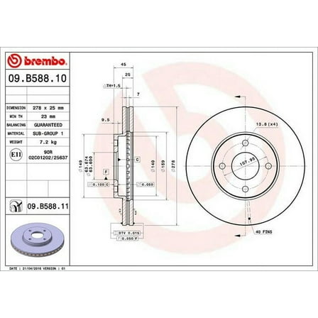 Brembo 09B58811 Disc Brake Rotor