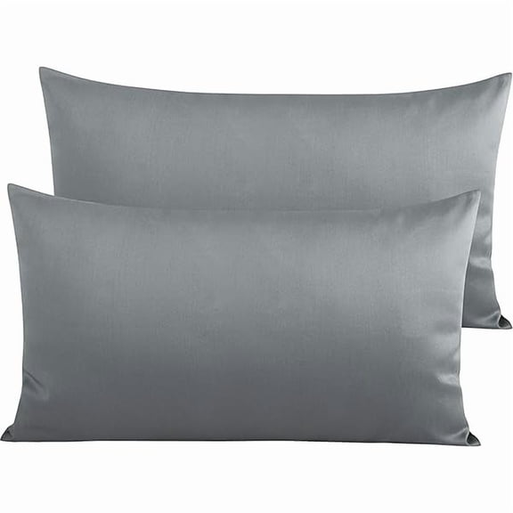 Quyaojz 2 Pack 500 Thread Count 100% Egyptian Cotton Pillowcases, Super Soft Cozy and Breathable Envelope Closure King Pillow Cases, 50x90 cm, Grey
