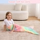 thumbnail image 5 of Manta de cola de sirena para niños - Mantas de cola de sirena que brillan en la oscuridad - Manta de sirena de franela Regalos para niñas - Unicornio luminoso Super suave Tie Dye Juguetes para niñas -, 5 of 5