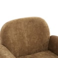 thumbnail image 3 of Modern Upholstered Accent Chair, Low Profile Lounge Chair Inddor, Wooden Comfy Reading Chair, Soft Seating Single Lounge Sofa, Tan Brown, 3 of 10