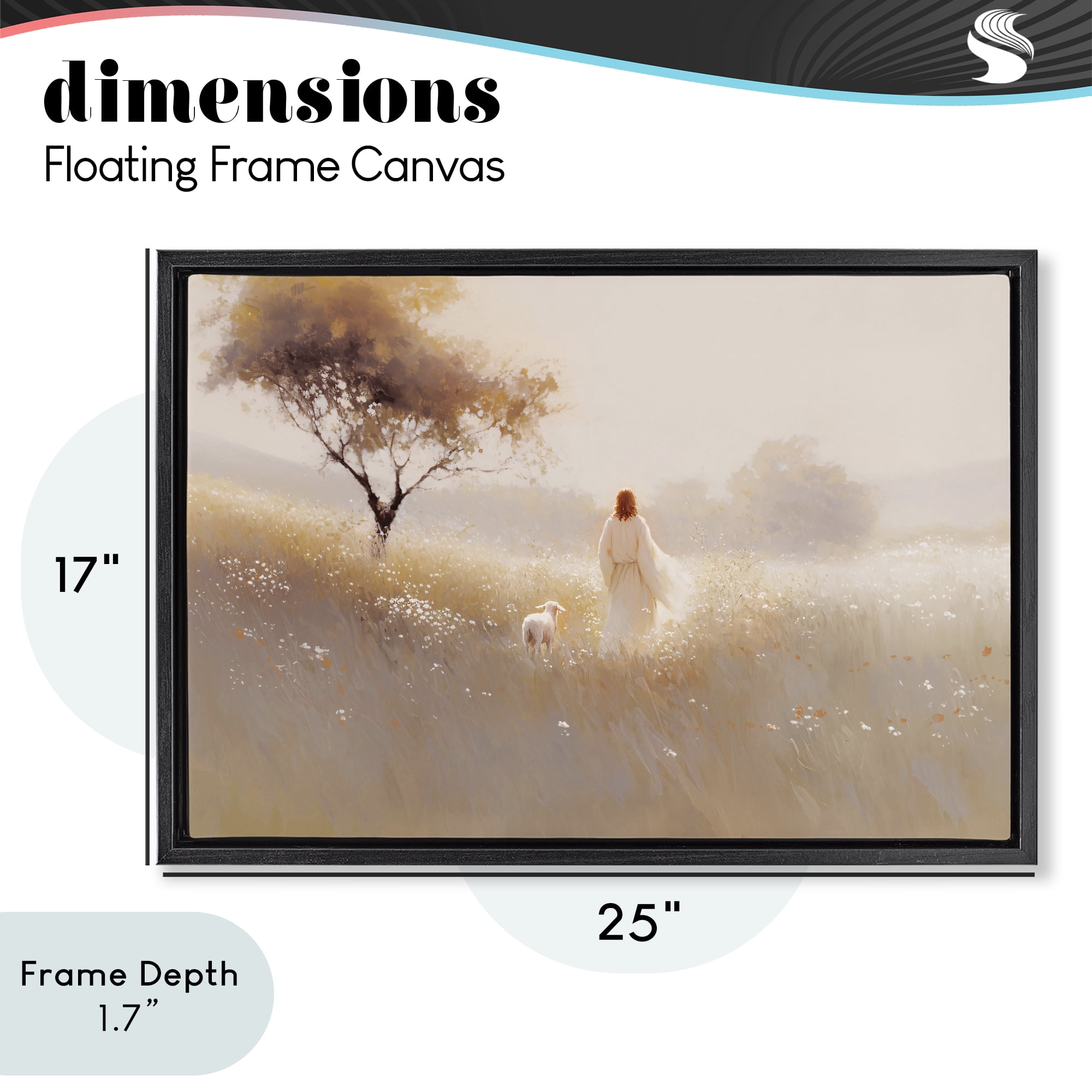 Stupell Industries Spiritual Shepherd & Lamb Black Framed Floater Canvas Wall Art, design by Jacky Ngan