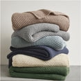 thumbnail image 4 of JERFIT Cozy Acrylic Knit Throw Blanket for Couch, Sofa & Bed - All Season Lightweight Decorative Afghan in Blue, 4 of 5