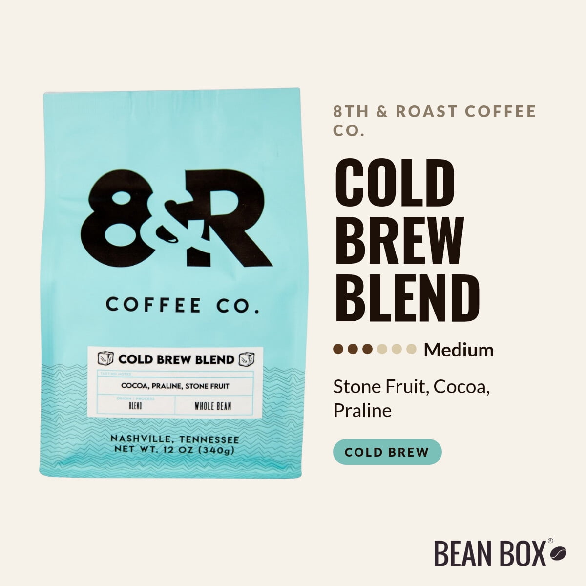 Cold Brew Blend - Roasted by 8th & Roast Coffee Co. - Whole Bean Coffee - 2lb Bag