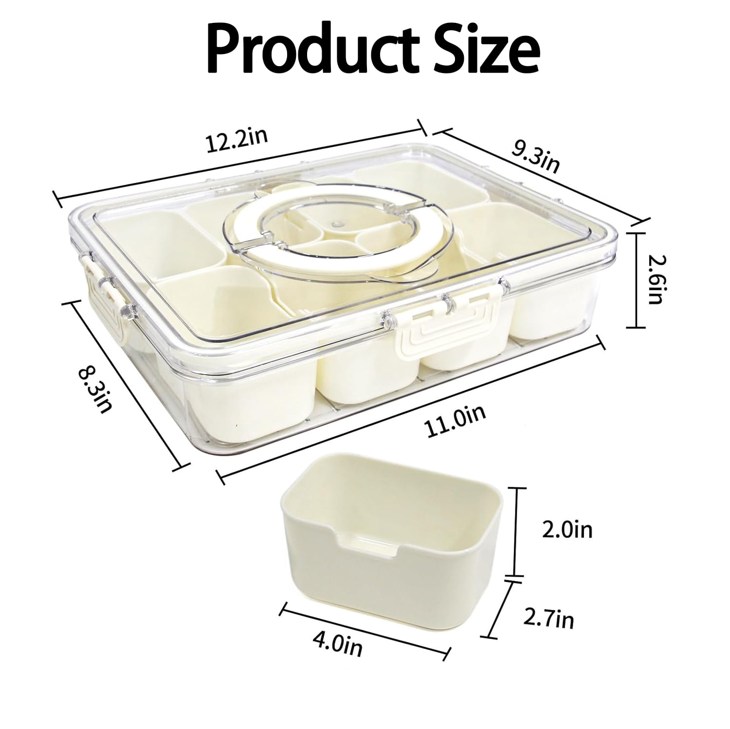 Snack Box, Plateau De Service Divisé Avec Couvercle, 4 Et 8