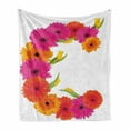 thumbnail image 1 of Letter C Soft Flannel Fleece Blanket, Vivid Floral Bouquet Blossom Season Inspired Florets with Tulip Flower, Cozy Plush for Indoor and Outdoor Use, 50" x 60", Orange Hot Pink Green, by Ambesonne, 1 of 6