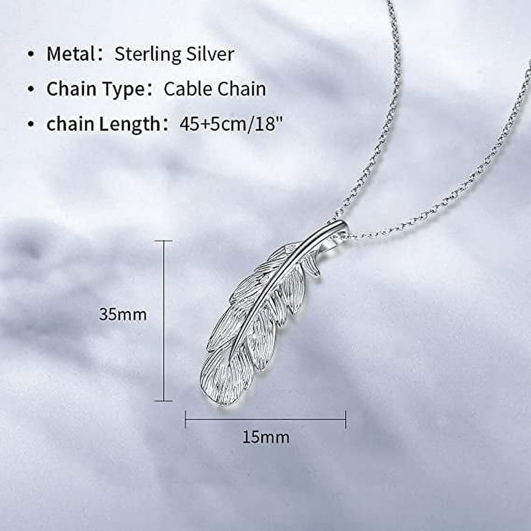 Feather Necklace 925 Sterling Silver Feather Feather Pendant