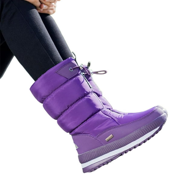 Zapatos Invierno A La Botas Con Plataforma para Mujer Resistentes Al Hasta Media Pantorrilla Cómodos