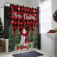 thumbnail image 4 of Snowman Merry Christmas Bathroom Shower Curtain Red Plaid Winter Socks Xmas Tree Waterproof Washable Shower Curtains for Bathtub Bath Decor with Grommets and Hook 54 X 78 Inch, 4 of 8