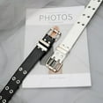 thumbnail image 6 of Black Belt Women, White Double Grommet Leather Belt for Women Men Jeans Belts, 6 of 6