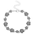 thumbnail image 1 of Pulsera de flores rosas Pulsera floral Pulsera decorativa para mujer Pulsera de metal, 1 of 6