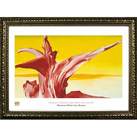 FRAMED Red Tree, Yellow Sky by Georgia O'Keefe 24x32 Art Print Poster Landscape Abstract Famous Painting From Museum of Fine Arts Boston Collection