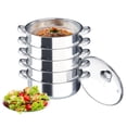 thumbnail image 4 of 5-Tier Stainless Steel Steamer Pot, 11.81" Multi-Layer Cooking Pot, Kitchen Steamer Cooker with Handles & Tempered Glass Lid, Steamer Pot for Cooking, 4 of 5