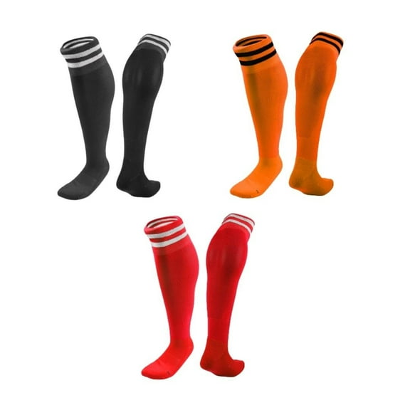 Lian LifeStyle 3 Pairs Knee High Sports Socks for Soccer, Softball, Baseball, Soccer, and Many Other Sports XL002 Size XS Black,Orange,Red