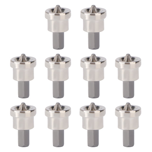 WEUVEB Ph2 Hex Drywall Bits 10Pcs Silver Tool Steel Plasterboard Screws Locating Drywall Installation