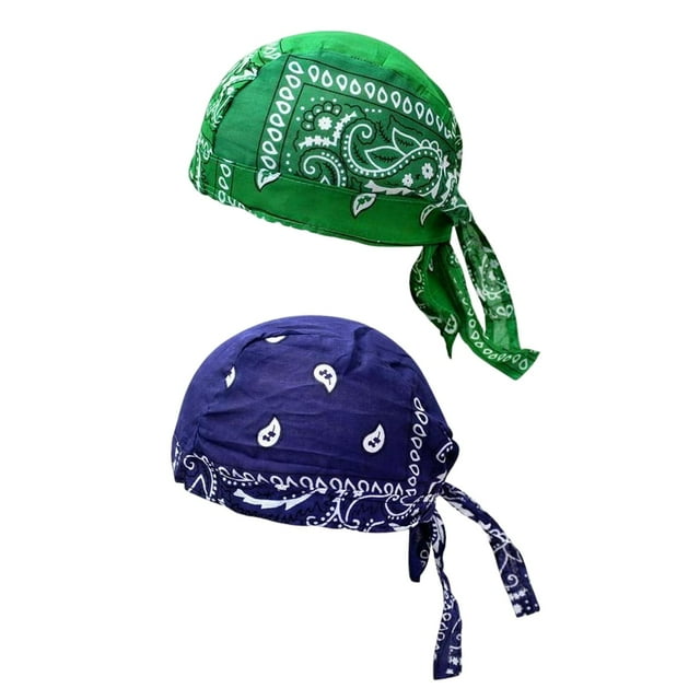Gorro pirata para ciclismo, bandana, algodón transpirable y absorbente. Verde azul