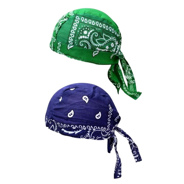 Gorro pirata para ciclismo, bandana, algodón transpirable y absorbente. Verde azul