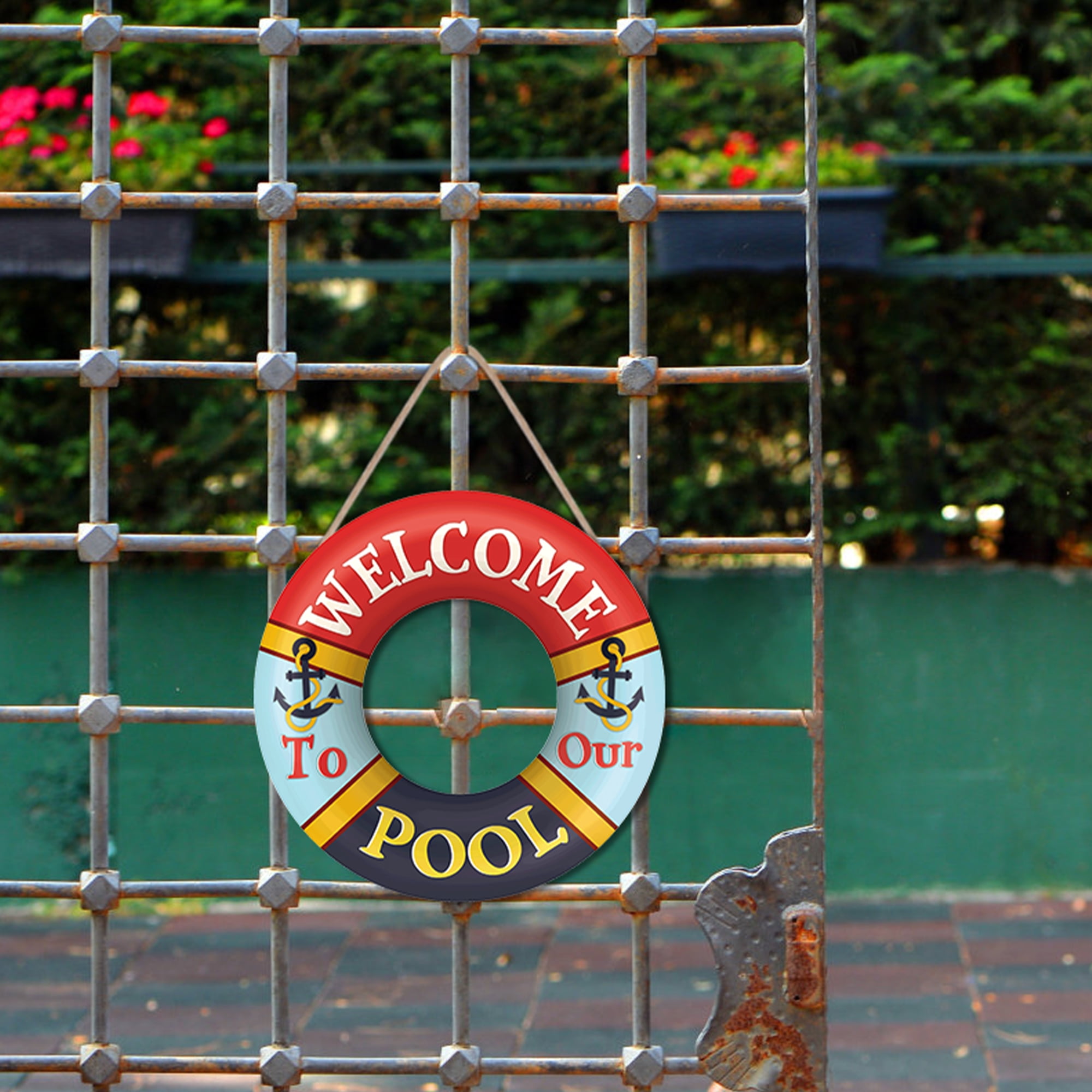 Buy To Our Pool Sign,Nautical Coastal Beach Theme Wooden Sign