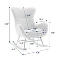 thumbnail image 4 of JINS & VICO Rocking Chair, Teddy Upholstered Accent Rocking Chair with Metal Frame & Solid Wood Leg and Tall Back, Single Padded Seat Armchair for Living Room Bedroom, Grey, 4 of 7