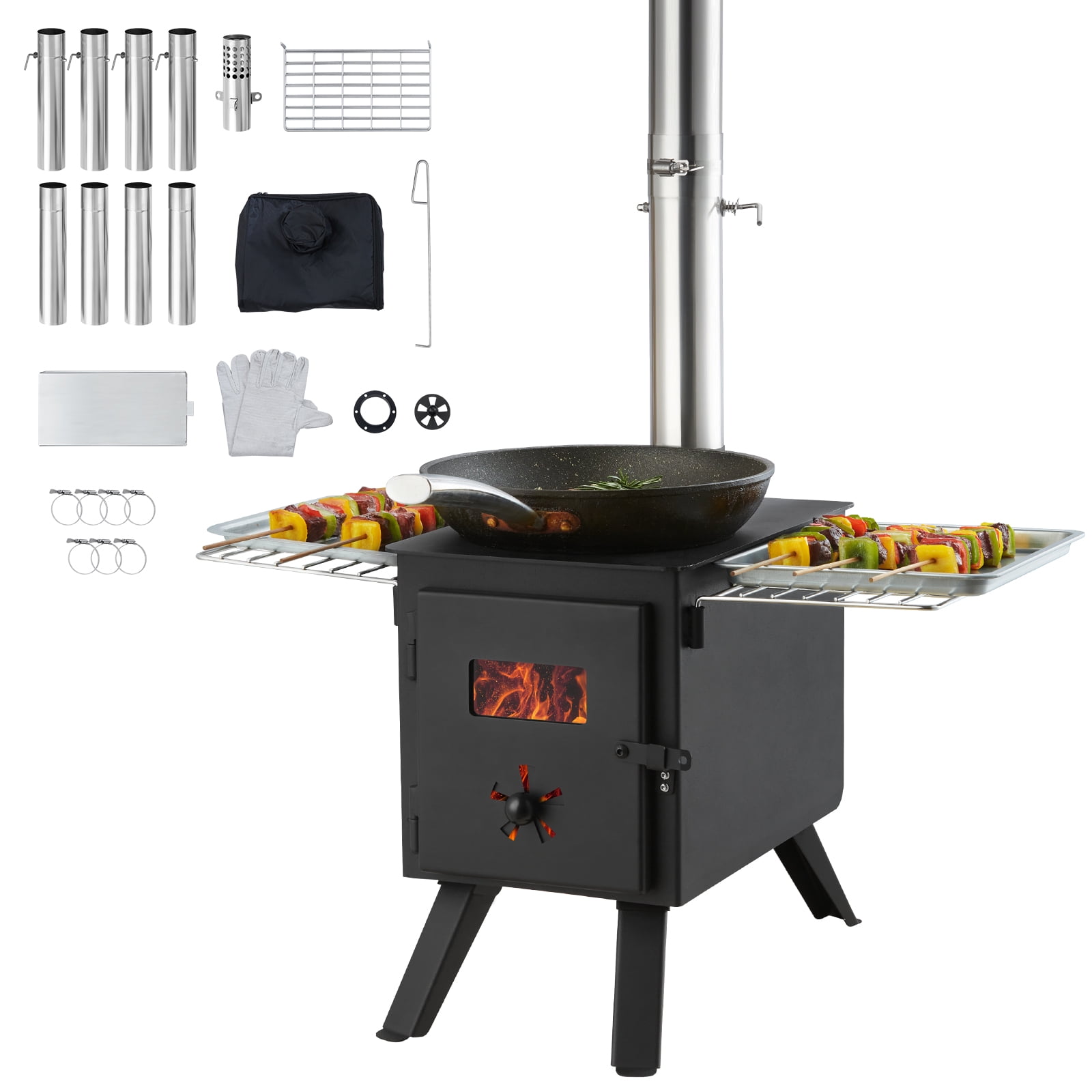 BENTISM Portable Wood Camping Stove with Exhaust Pipes