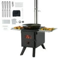 thumbnail image 1 of VEVOR Wood Stove, 86 inch, Alloy Steel Camping Tent Stove, Portable Wood Burning Stove with Chimney Pipes & Gloves, 1400in³Firebox Hot Tent Stove for Outdoor Cooking and Heating with 8 Pipes, 1 of 9