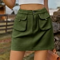 thumbnail image 5 of Women Cargo Jean Skirt Elastic High Waisted Skirts Trendy Drawstring Button Down Dress, 5 of 6