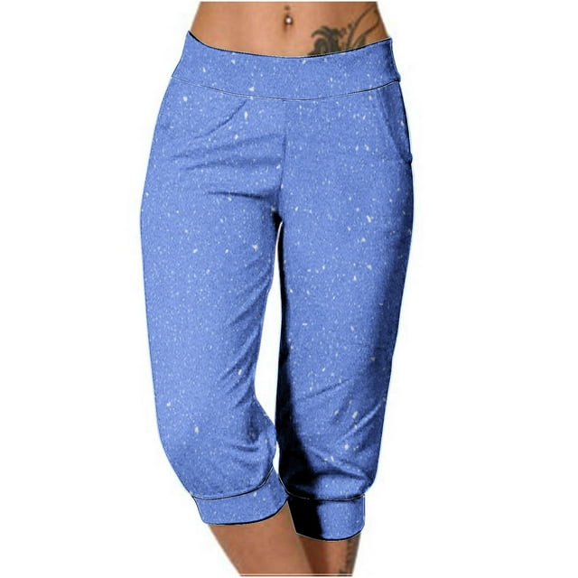tarylea Womens Capri Pants Stretchy Drawstring Low Rise Jogger Pants Soft Comfy Lounge Cropped Yoga Pants with Pockets