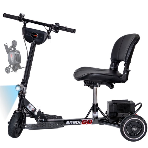SNAPnGO Three-Wheel Portable Mobility Scooter for Adults, Folding Electric Scooter, Aircraft-Grade Aluminum, 5 mph Top Speed, 13 mile Range