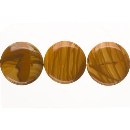 Puffed Heart Beads Puffed Wood Grain Jasper Flat Round Beads Semi Precious Gemstones Size: 20x20mm Crystal Energy Stone Healing Power for Jewelry Making ()