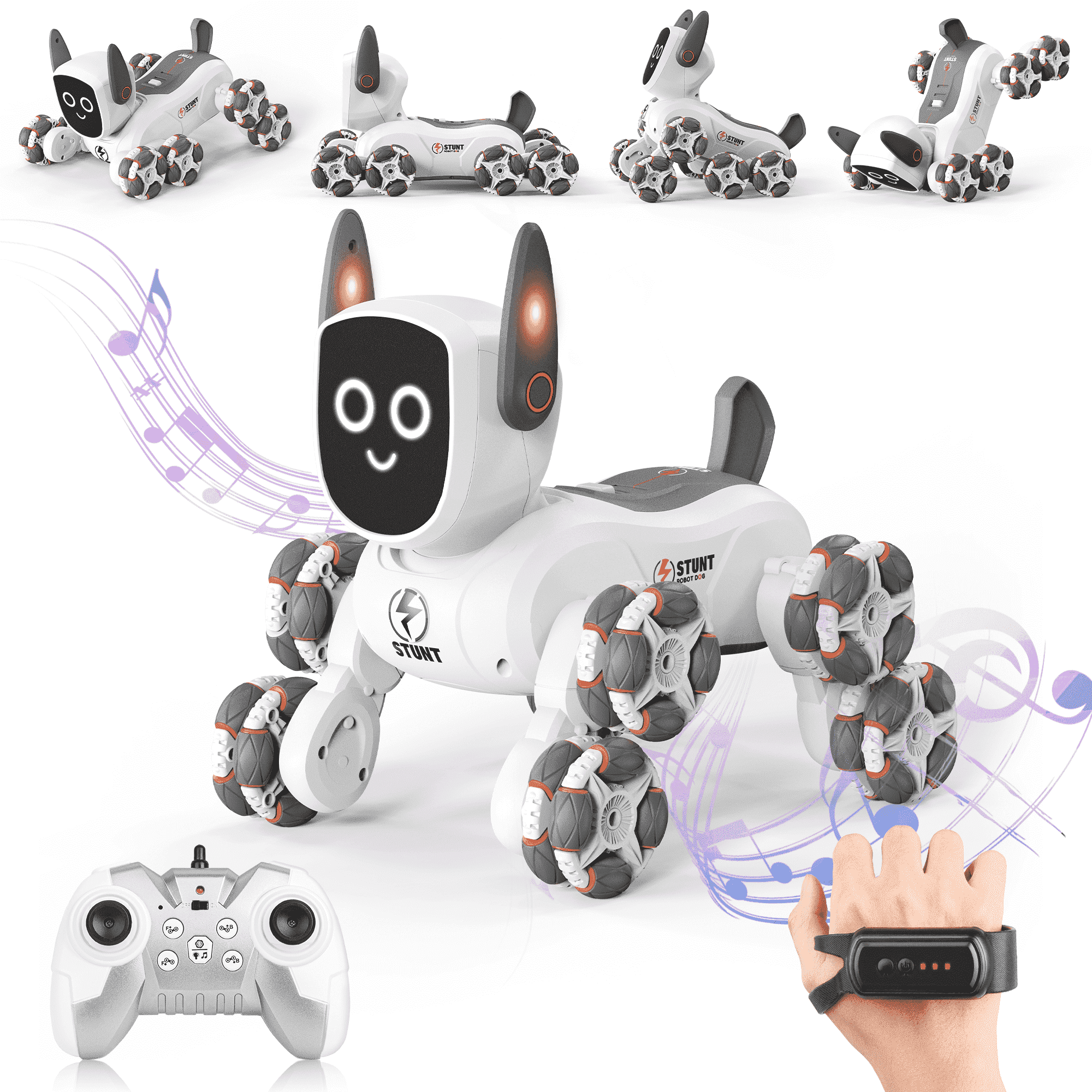 UUGEE Remote Control Robot Dog Toys, RC Smart Robot Intelligent Pets 8WD Gesture Sensing Stunt Toys with Light and Music, Christmas Birthday Gifts for 5 6 7 8+ Years Old Boys Kids