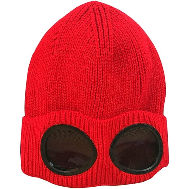 LinYooLi Women Knit Beanie Skull Hat Slouchy Chunky Cable Warm Soft Thick Cap with Goggles