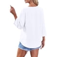 thumbnail image 4 of Endives Women's Button Down Shirts 3/4 Length Sleeve Tops V Neck Blouses Loose Fit Summer Outfits, 4 of 6