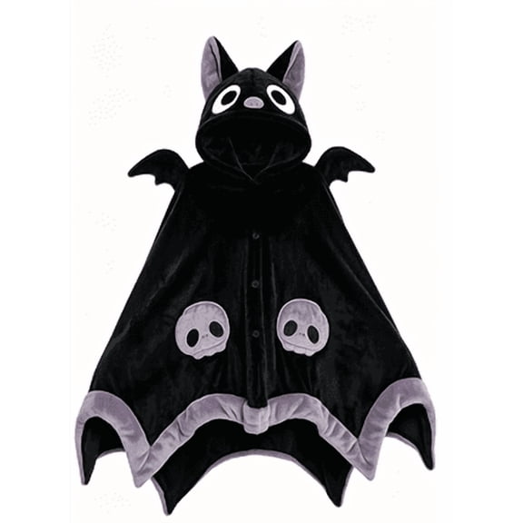 Cute Bat Blanket Hoodie,Soft Hoodie Women Throw Cloak Wrap,Soft Hooded Bat Cape, for Halloween.