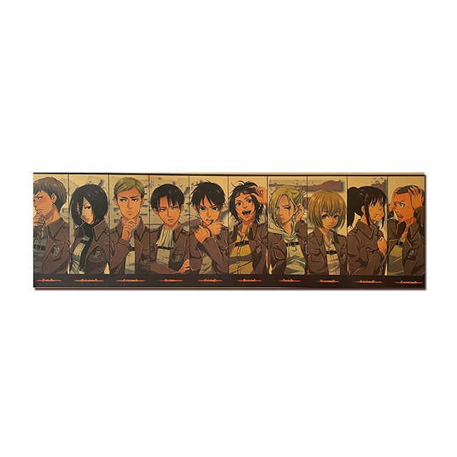 Póster Attacks On Titans, estilo retro, anime, 70 x 21 cm, decoración de pared