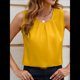 thumbnail image 5 of Camiseta Sin Mangas de Satén de Seda para Mujer, Atuendo Informal de Verano para Negocios 2025, Camisa Elegante Sin Mangas para el Trabajo Amarillo XL, 5 of 9