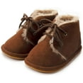 thumbnail image 3 of Baby Warm Booties Newborn Boy Girl Boots Cozy Fur Shoes Lace Up Toddler Booties First Walker Winter Crib Boots, 3 of 5
