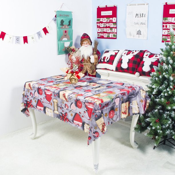 Christmas Tablecloth Polyester Table Cover Rectangle Tablecloth for Merry Christmas Holiday New Year Eve Party Decorations Supplies,60x72inch