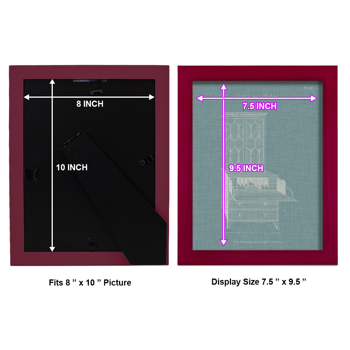 Hepplewhite Desk & Bookcase I - Framed Print w/glass - Cherry Red