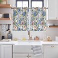 thumbnail image 2 of Blue Pink Spring Floral Kitchen Curtains Window Panels, Vintage Summer Botanical Insulated Window Treatment Curtain, Grommet Curtains for Bedroom/Living Room/Bathroom, 2 Piece 42"Wx45"L, 2 of 8