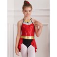 thumbnail image 3 of Eandarui Robe Tutu de Danse Ballet à Sequins pour Filles Jupe Justaucorps Costume de Performance de Noël Rouge 14, 3 of 7